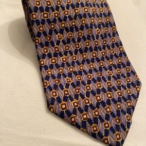 Geoffrey Beene Blue and Brown Tie with Geometric Design